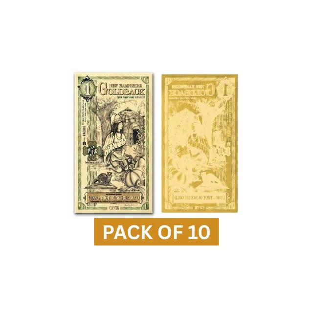 New Hampshire 1 Goldback 1/1000 oz Aurum Gold Foil Note (24k) (Bundle 10 Pcs) — photo 1