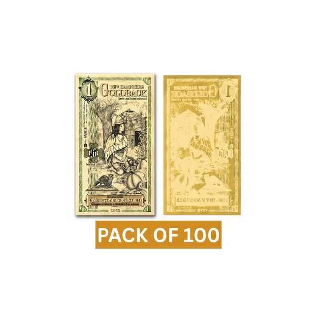 New Hampshire 1 Goldback 1/1000 oz Aurum Gold Foil Note (24k) (Bundle 100 Pcs) — photo 1