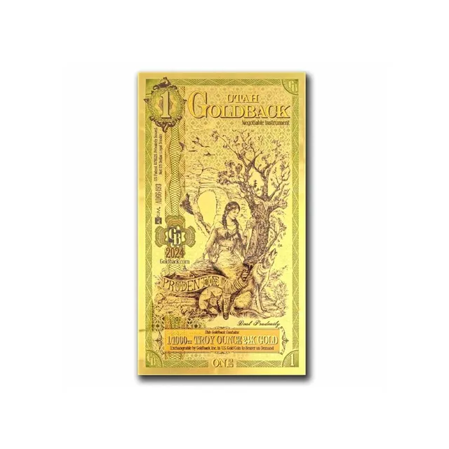 Utah 1 Goldback 1/1000 oz Aurum Gold Foil Note (24k) — photo 1