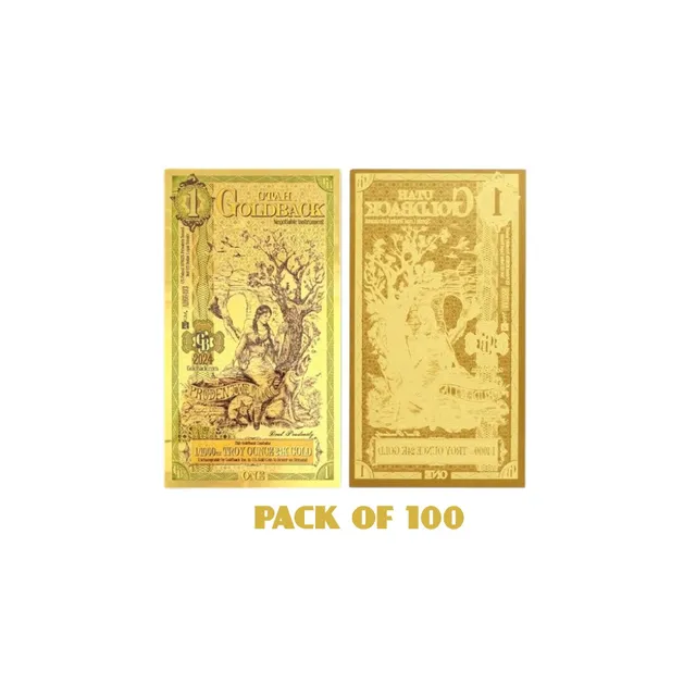 Utah 1 Goldback 1/1000 oz Aurum Gold Foil Note (24k) (Bundle 100 Pcs) — photo 1